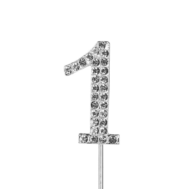 O'Creme Silver Rhinestone 'Number One' Cake Topper
