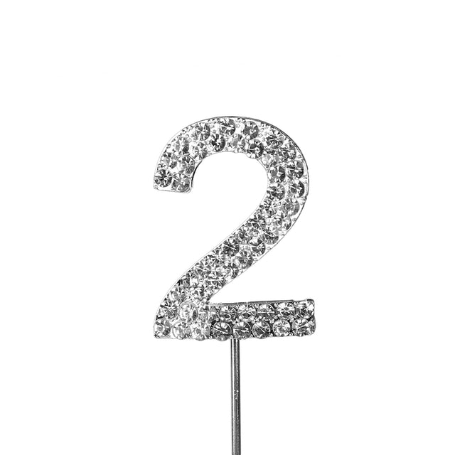 O'Creme Silver Rhinestone 'Number Two' Cake Topper