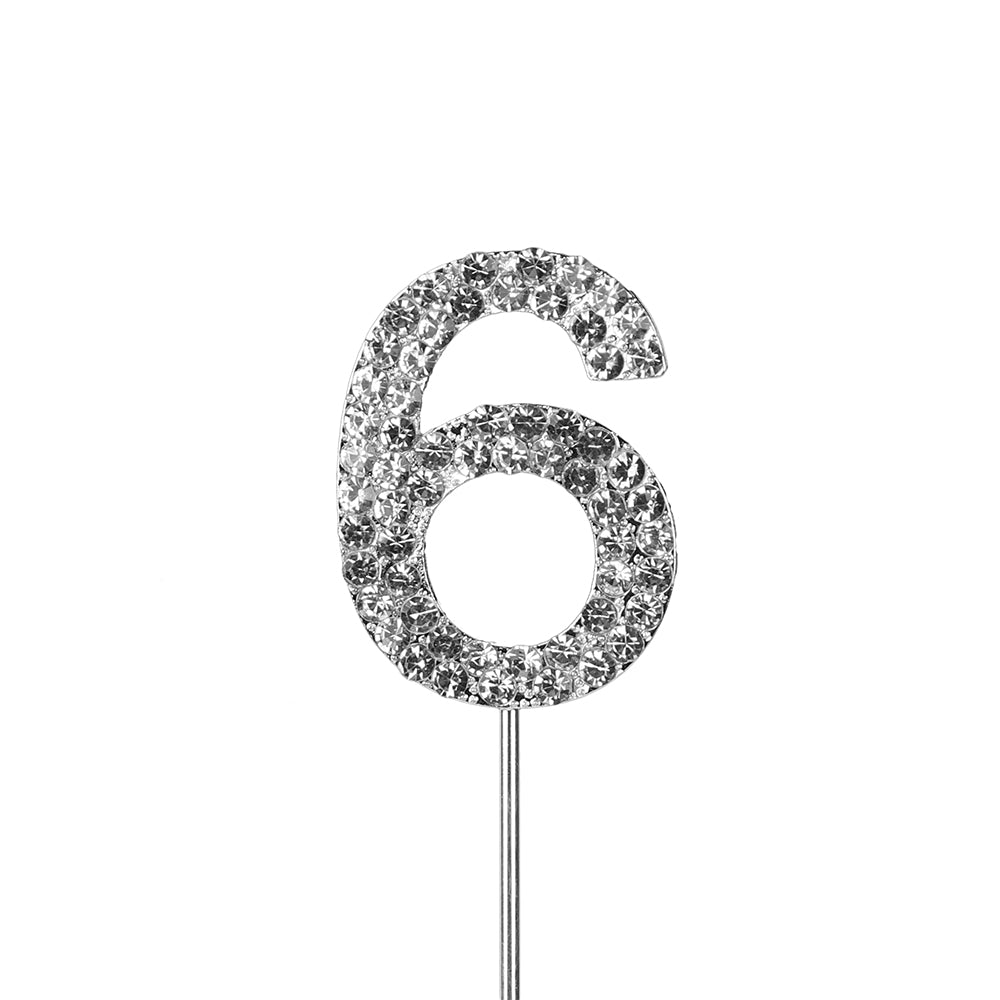 O'Creme Silver Rhinestone 'Number Six' Cake Topper