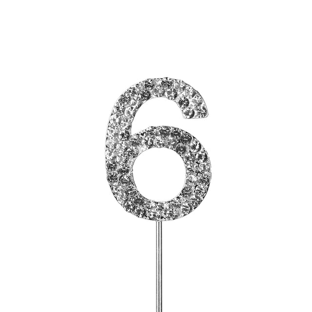 O'Creme Silver Rhinestone 'Number Six' Cake Topper