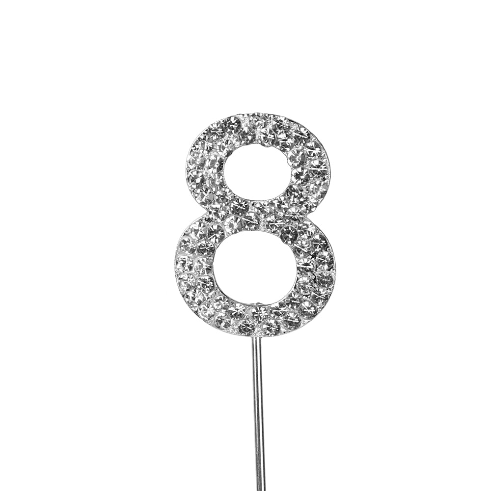 O'Creme Silver Rhinestone 'Number Eight' Cake Topper