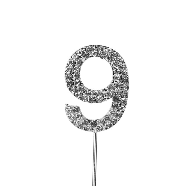 O'Creme Silver Rhinestone 'Number Nine' Cake Topper