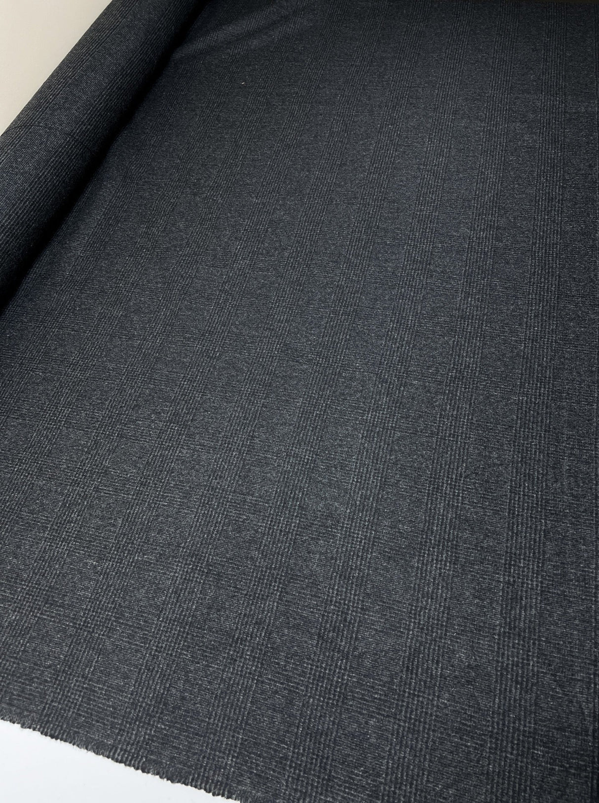Wool Tweed Coat Fabric Checked Gray