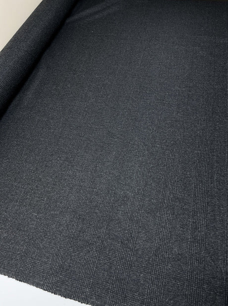 Wool Tweed Coat Fabric Checked Gray