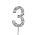 O'Creme Silver Rhinestone 'Number Three' Cupcake Topper
