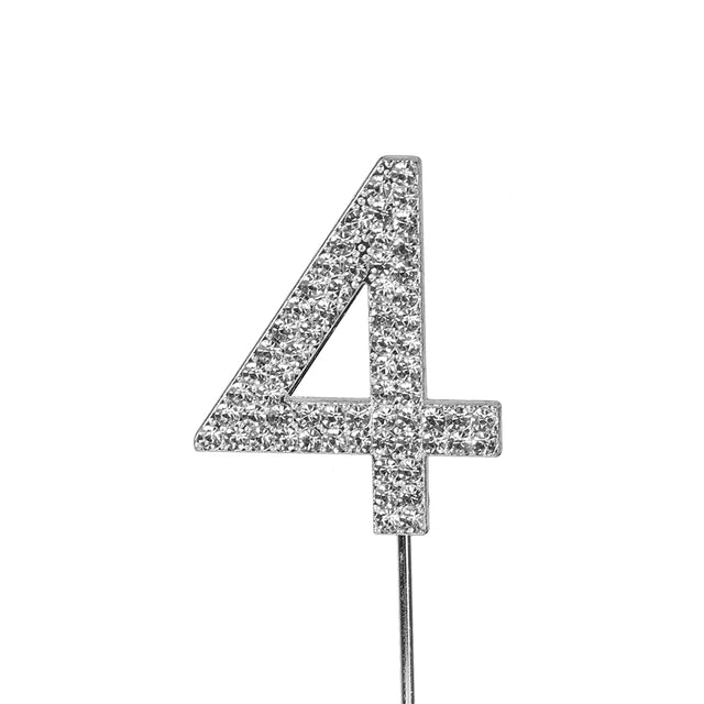 O'Creme Silver Rhinestone 'Number Four' Cupcake Topper