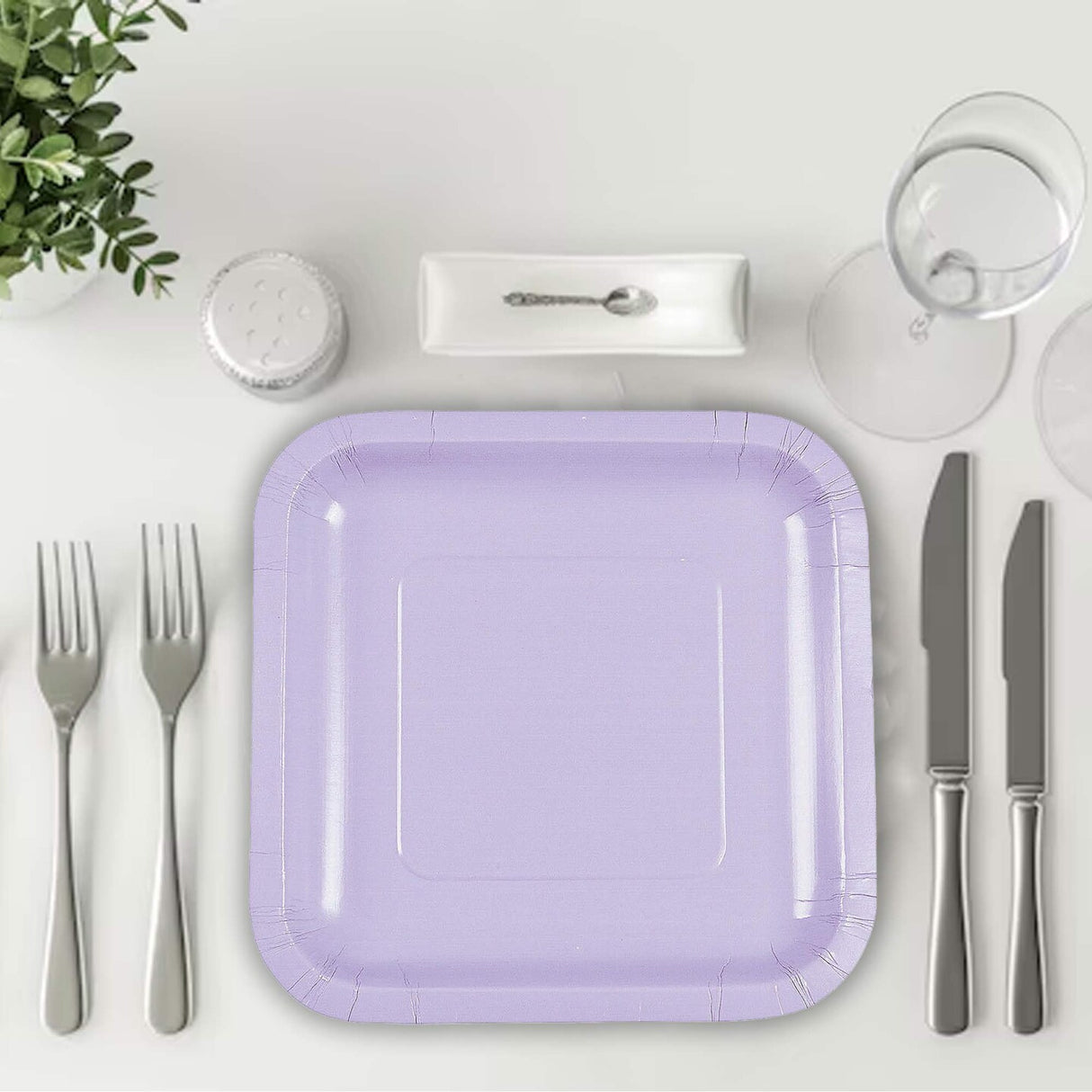 24 Count Lavender Square Paper Dessert Plates Soft Colored Disposable Plates for Parties and Events 7"