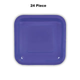 24 Count Purple Square Paper Dessert Plates Count Elegant Disposable Plates for Parties and Events 7"