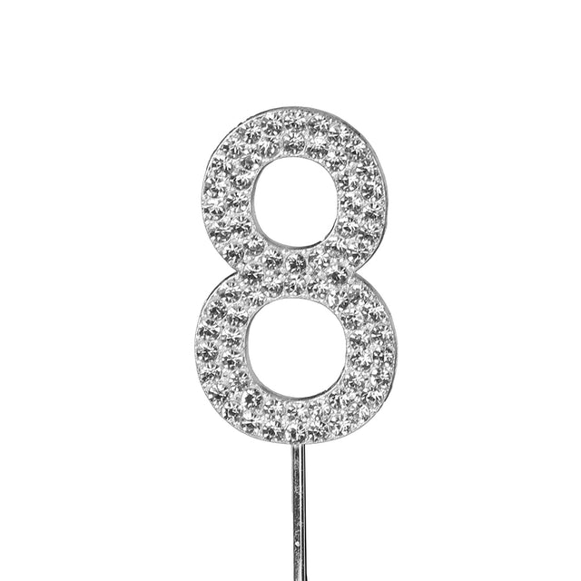 O'Creme Silver Rhinestone 'Number Eight' Cupcake Topper