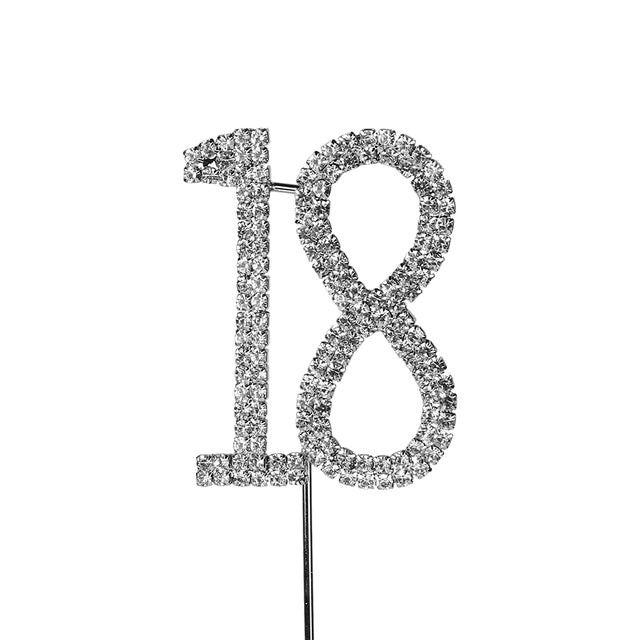 O'Creme Silver Rhinestone 'Number Eighteen' Cupcake Topper