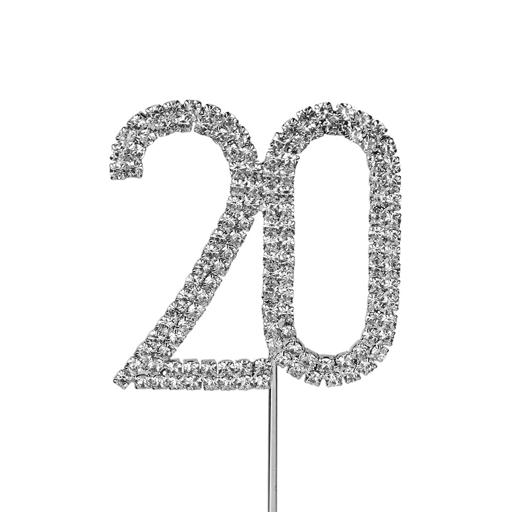 O'Creme Silver Rhinestone 'Number Twenty' Cupcake Topper