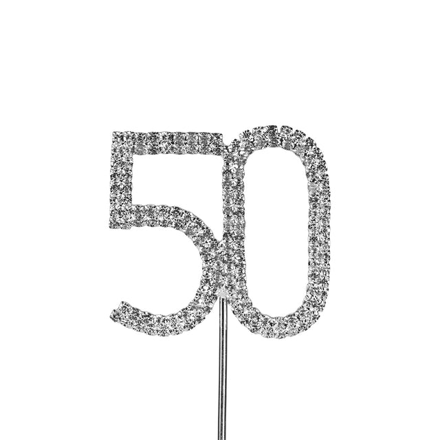 O'Creme Silver Rhinestone 'Number Fifty' Cupcake Topper