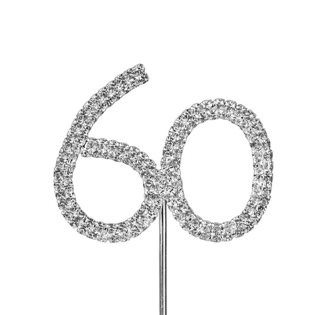 O'Creme Silver Rhinestone 'Number Sixty' Cupcake Topper