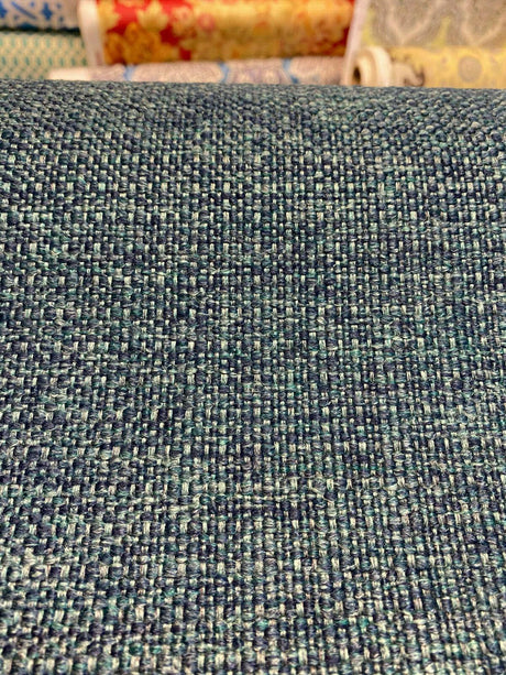 Sampson Ocean Peacock Blue Chenille Performance Upholstery Fabric - Blue Green Tweed Mix, 58" Width (1 Yard)
