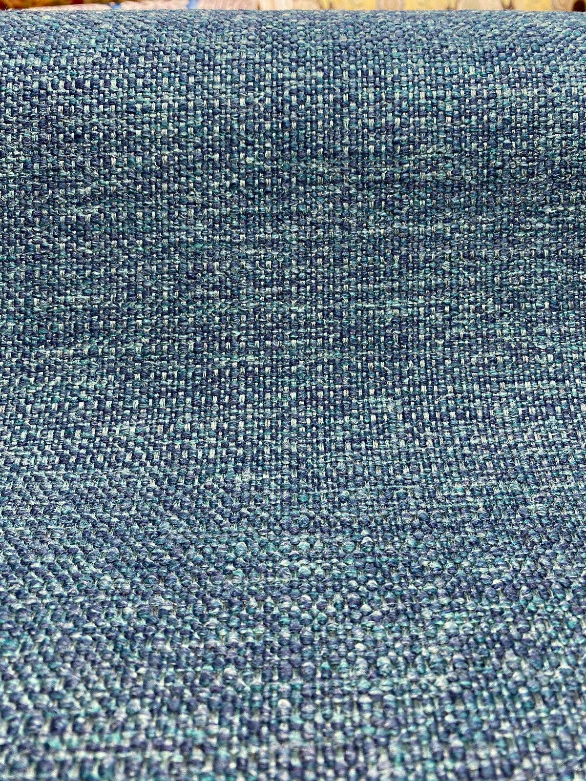 Sampson Ocean Peacock Blue Chenille Performance Upholstery Fabric - Blue Green Tweed Mix, 58" Width (1 Yard)