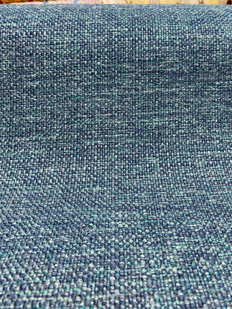 Sampson Ocean Peacock Blue Chenille Performance Upholstery Fabric - Blue Green Tweed Mix, 58" Width (1 Yard)