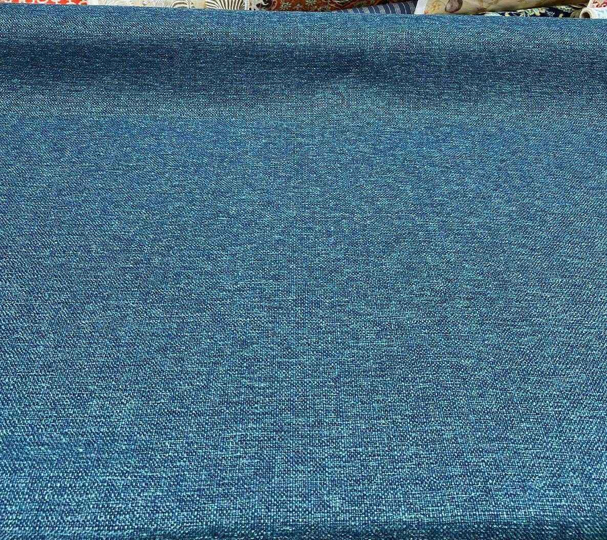 Sampson Ocean Peacock Blue Chenille Performance Upholstery Fabric - Blue Green Tweed Mix, 58" Width (1 Yard)