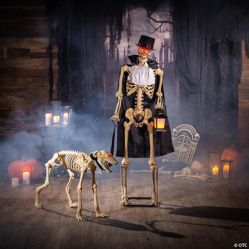 Sound-Activated Animated Skeleton and Dog Halloween Decorations, with animated movement for a spooky Halloween effect