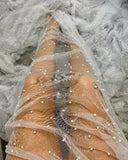 White Pearl Beaded Glittery Tulle