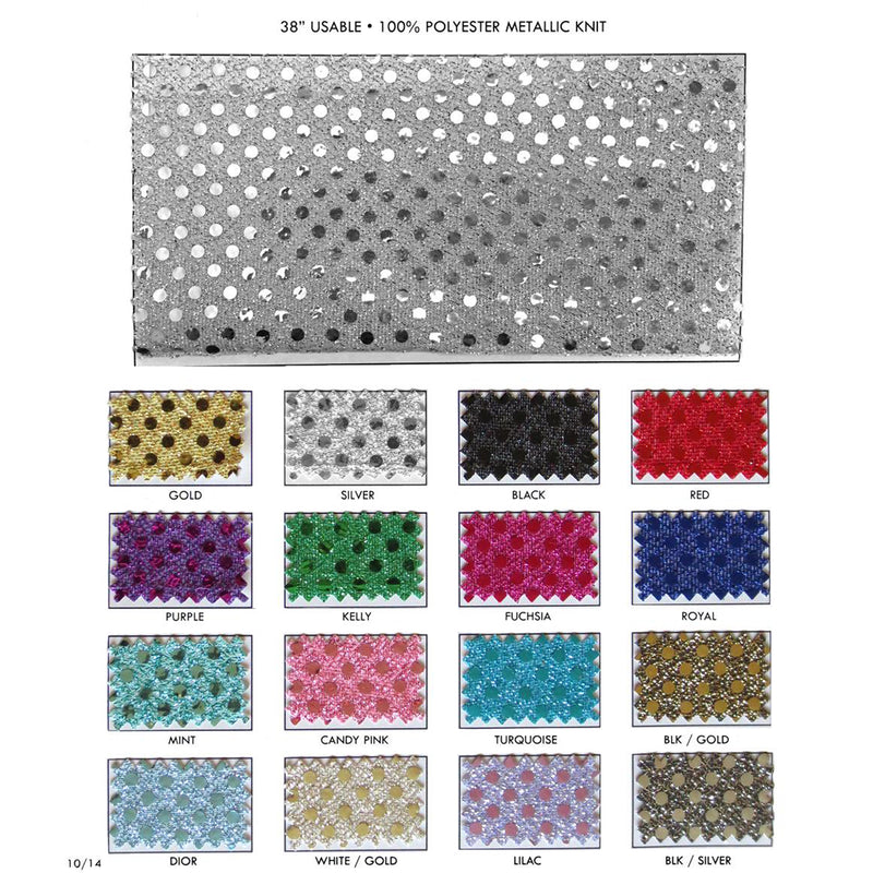Disco Dot Sequin Knit 100 Percent Polyester Fabric - Black, Sequin Dot, 38" Wide (1 Yard)