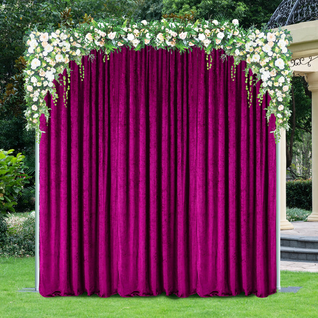 Crushed Velvet Backdrop Drape Panel 10 ft x 57 in Magenta/Azalea