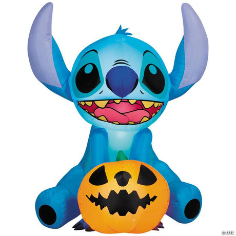 RADYAN Airblown Inflatable Lilo & Stitch Stitch with Jack-O'-Lantern Halloween shown in a clear product image