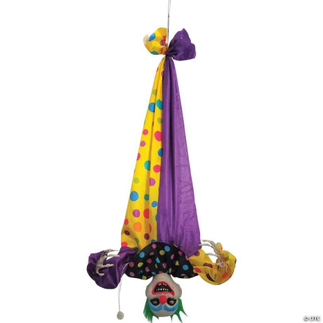 Animated Hanging Horror Clown Halloween Decoration for Porch, hangs on a porch or door for spooky Halloween display