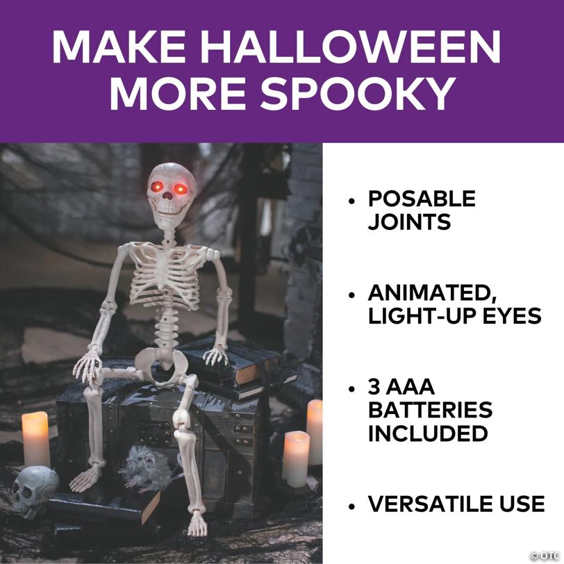 36" Animated Posable Skeleton Halloween Decoration