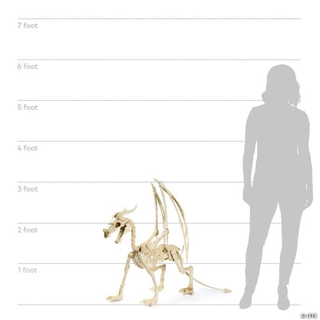 36" Dragon Skeleton Halloween Decoration with LED Light-Up Eyes