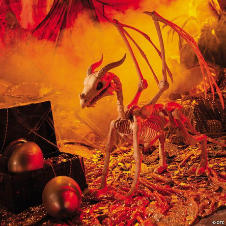 36" Dragon Skeleton Halloween Decoration with LED Light-Up Eyes