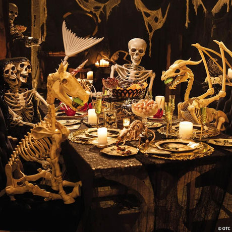 36" Dragon Skeleton Halloween Decoration with LED Light-Up Eyes