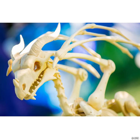 36" Dragon Skeleton Halloween Decoration with LED Light-Up Eyes