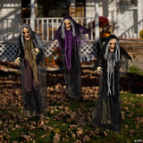 3.6 Ft. Halloween Creepy Old Witches Yard Decoration Set - 3 Pc.