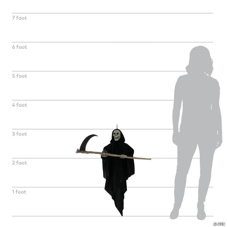 RADYAN Animated Reaper Prop with Glowing Eyes and Eerie Voice for Halloween Decor shown in a clear product image