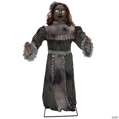RADYAN Talking Vintage Animated Doll Halloween Decoration for Spooky Displays shown in a clear product image