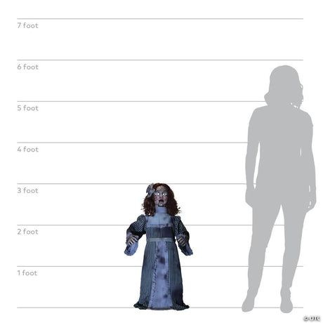 RADYAN Talking Vintage Animated Doll Halloween Decoration for Spooky Displays shown in a clear product image
