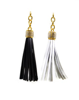 Leather Tassel Rhinestone Gold Accent 4in
