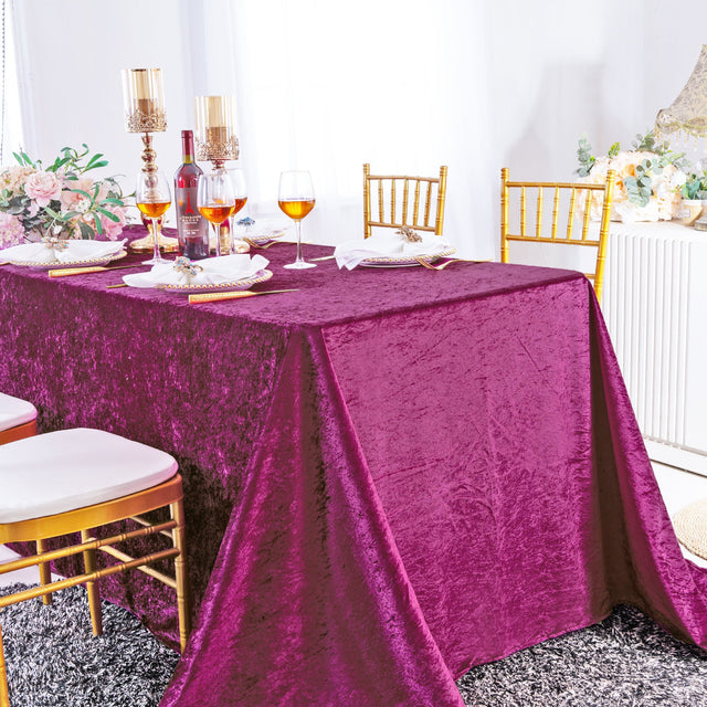 Rectangular Ice Crushed Velvet Tablecloth 90x156 Magenta/Azalea