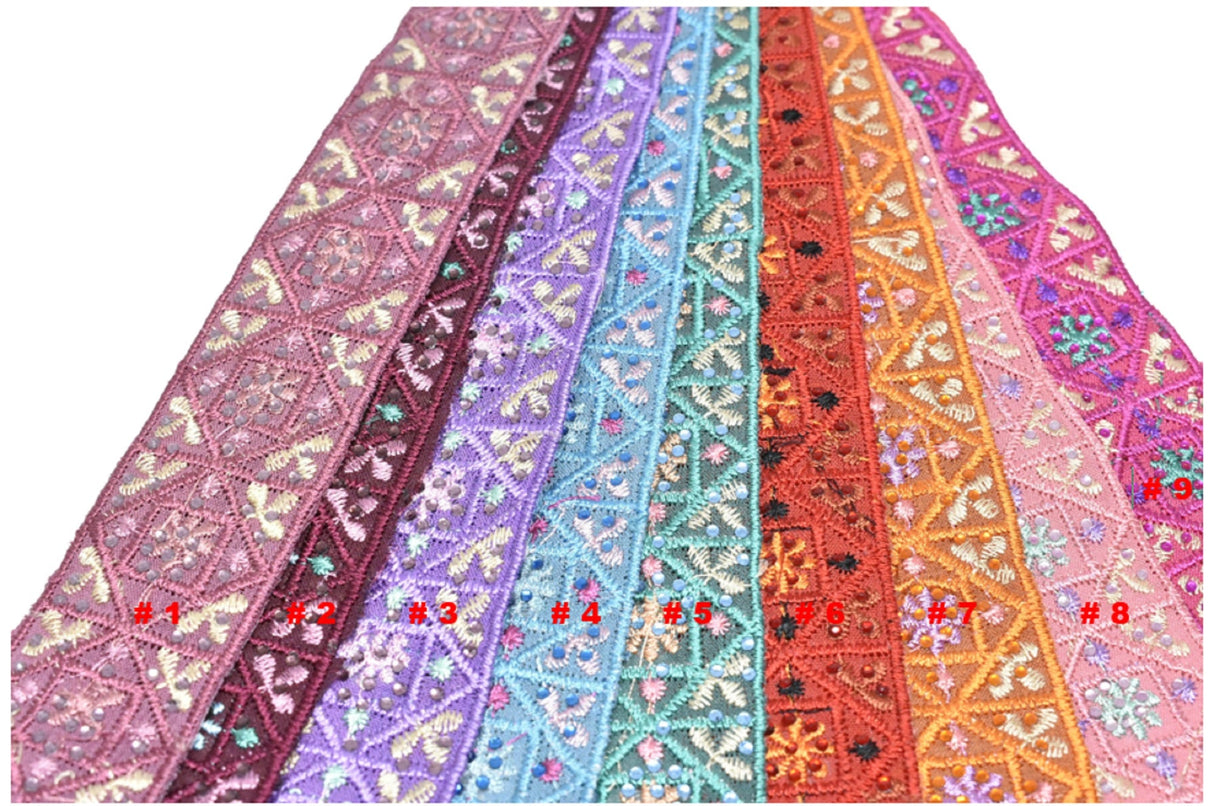 Embroidered Indian Trim 1.25" Assorted Colors
