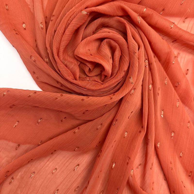 Orange Lurex Polyester Chiffon