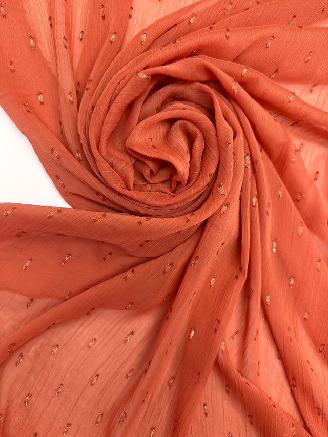 Orange Lurex Polyester Chiffon