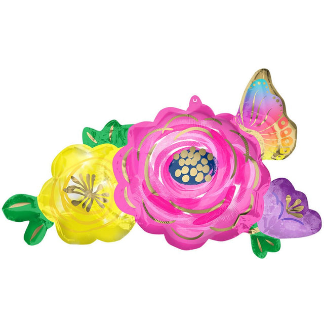 Foil Balloon Beautiful Flowers & Butterfly