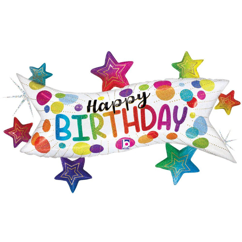 Foil Balloon Birthday Banner Stars 37 Inch