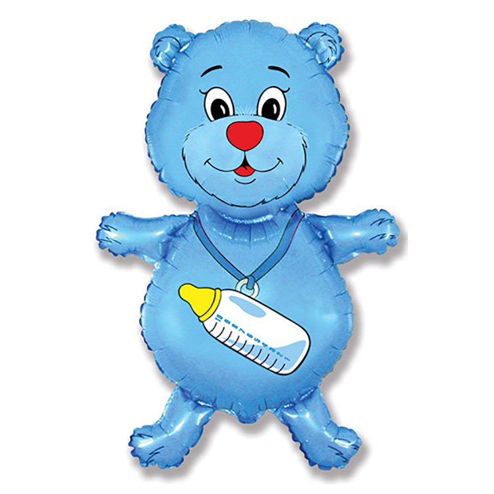 Foil Balloon Bottle Bear Blue 37 Inch