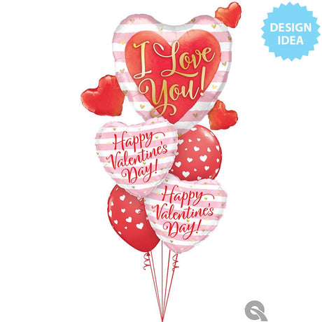 Foil Balloon I Love You Pink Stripes & Hearts