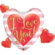 Foil Balloon I Love You Pink Stripes & Hearts
