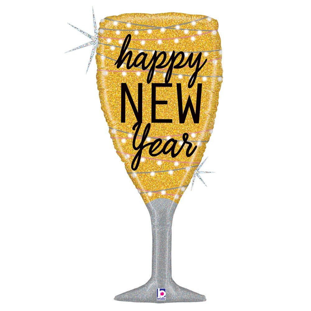 New Year Champagne Glass Foil Balloon