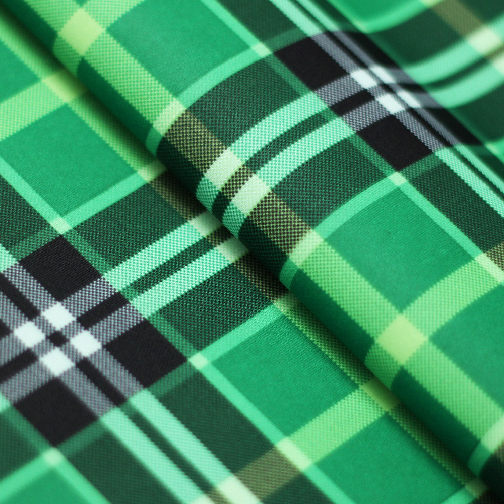 Modern Plaid Polyester Spandex Fabric - Multicolor Tartan Plaid Print, 58/60" Width, 240 GSM (1 Yard)