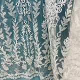 Beaded Lace Fabric on Polyester Net Mesh