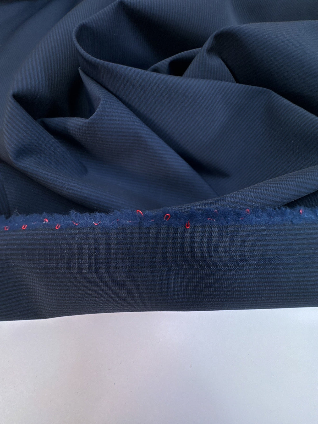 Virgin Wool Blend Striped Blue-Black Fabric